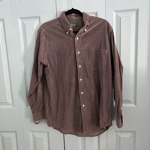 Vtg J.Crew Men’s Corduroy Classic Dusty Brown Button Up Shirt Medium Cotton